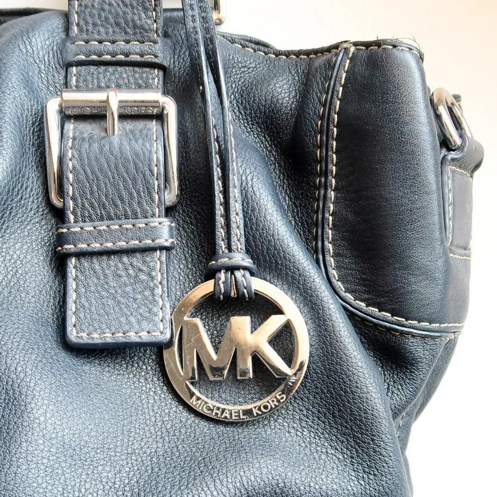 Michael Kors Navy Leather Tote - Picture 5 of 7